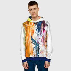 Толстовка-худи мужская Разноцветные мазки кисти на палитре художника, цвет: 3D-синий — фото 2