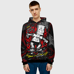 Толстовка-худи мужская Татуированный барт, цвет: 3D-черный — фото 2