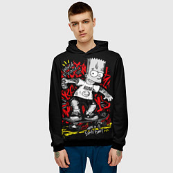 Толстовка-худи мужская Барт в татуировках, цвет: 3D-черный — фото 2