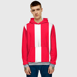 Толстовка-худи мужская Color red white line, цвет: 3D-меланж — фото 2