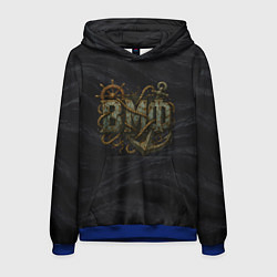 Толстовка-худи мужская ВМФ ржавые буквы, цвет: 3D-синий