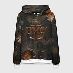 Толстовка-худи мужская Объемные буквы ВМФ и якорь, цвет: 3D-белый