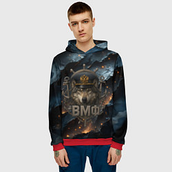 Толстовка-худи мужская Волк морской пехотинец ВМФ, цвет: 3D-красный — фото 2
