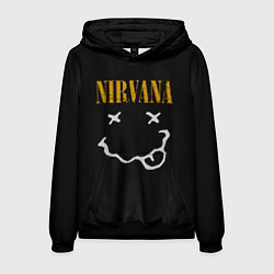 Толстовка-худи мужская Nirvana rock music, цвет: 3D-черный
