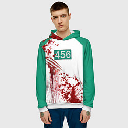 Толстовка-худи мужская Кровавая форма игрока 456 из игры в кальмара, цвет: 3D-белый — фото 2