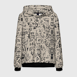 Толстовка-худи мужская Иероглифы маори, цвет: 3D-черный