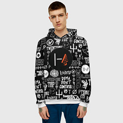Толстовка-худи мужская Twenty one pilots rock logo, цвет: 3D-белый — фото 2