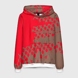 Толстовка-худи мужская Абстрактные алые пятна на цвете какао, цвет: 3D-белый