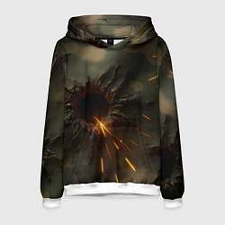 Толстовка-худи мужская Следы от пуль на камуфляже, цвет: 3D-белый