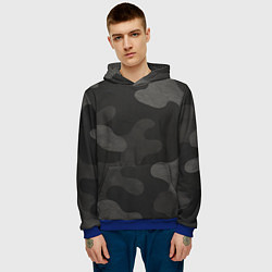 Толстовка-худи мужская Черно-серый камуфляж, цвет: 3D-синий — фото 2