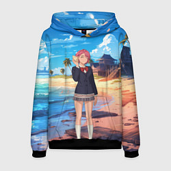 Толстовка-худи мужская Дандадан Сиратори Айра с ракушкой в руках, цвет: 3D-черный