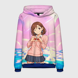 Толстовка-худи мужская Сиратори Айра делает сердечко руками - Дандадан, цвет: 3D-синий