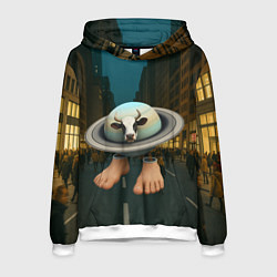 Толстовка-худи мужская Ла Вака Сатурно Сатурнита мем, цвет: 3D-белый