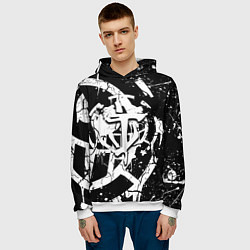 Толстовка-худи мужская Doom smile game, цвет: 3D-белый — фото 2