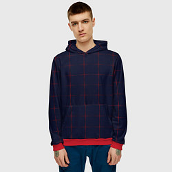 Толстовка-худи мужская Color dark blue red crosses, цвет: 3D-красный — фото 2
