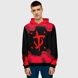 Толстовка-худи мужская Doom огненные краски, цвет: 3D-черный — фото 2
