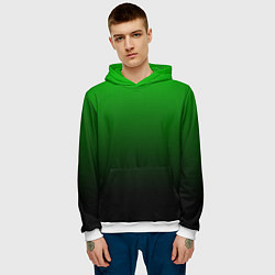 Толстовка-худи мужская Green gradient, цвет: 3D-белый — фото 2