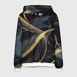 Толстовка-худи мужская Мраморный узор с золотыми полосками, цвет: 3D-белый