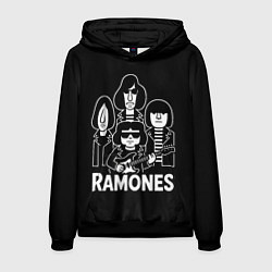 Толстовка-худи мужская Ramones, силуэты, цвет: 3D-черный
