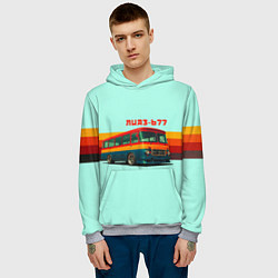 Толстовка-худи мужская Ретро автобус ЛИАЗ-677 поп-арт, цвет: 3D-меланж — фото 2