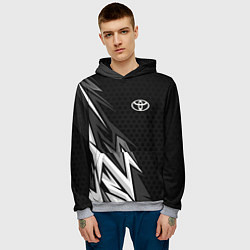 Толстовка-худи мужская Toyota - монохром, цвет: 3D-меланж — фото 2