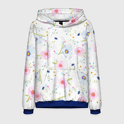 Толстовка-худи мужская Нежные цветочки, цвет: 3D-синий