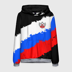 Толстовка-худи мужская Федерация бокса России - триколор, цвет: 3D-меланж