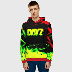 Толстовка-худи мужская Dayz кислотные краски штрихи, цвет: 3D-красный — фото 2