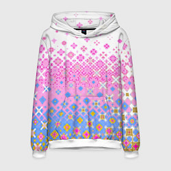 Толстовка-худи мужская Розово-голубой узор, цвет: 3D-белый
