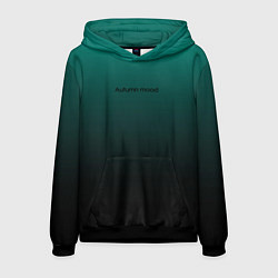 Толстовка-худи мужская Настроение осень градиент тёмно-зелёный, цвет: 3D-черный