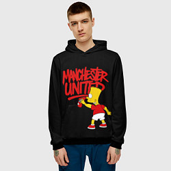 Толстовка-худи мужская Граффити Манчестер Юнайтед и Барт Симсон, цвет: 3D-черный — фото 2