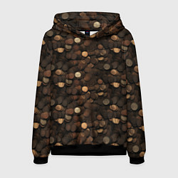 Толстовка-худи мужская Монеты - паттерн, цвет: 3D-черный
