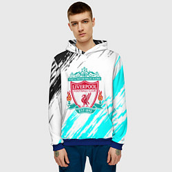 Толстовка-худи мужская Ливерпуль штрихи красок, цвет: 3D-синий — фото 2