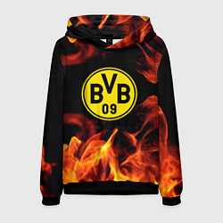 Толстовка-худи мужская Borussia огонь текстура, цвет: 3D-черный