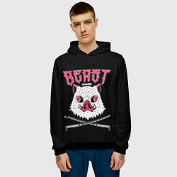 Толстовка-худи мужская Клинок, рассекающий демонов, Иноске, цвет: 3D-черный — фото 2