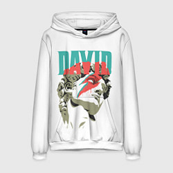 Толстовка-худи мужская David Bowie статуя Давида, цвет: 3D-белый