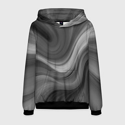Толстовка-худи мужская Серые волны абстракция однотонная, цвет: 3D-черный