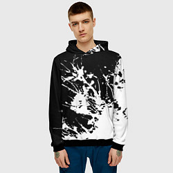 Толстовка-худи мужская Взрывная белая краска на чёрном, цвет: 3D-черный — фото 2