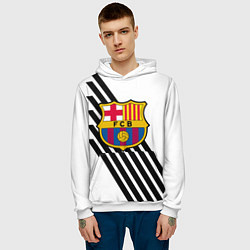 Толстовка-худи мужская Barcelona черно белые полосы, цвет: 3D-белый — фото 2