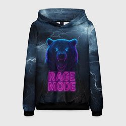 Толстовка-худи мужская Rage mode злой медведь, цвет: 3D-черный