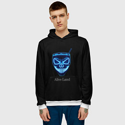 Толстовка-худи мужская Neon skull cocktail, цвет: 3D-белый — фото 2