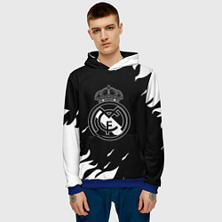 Толстовка-худи мужская Реал Мадрид белый огонь, цвет: 3D-синий — фото 2