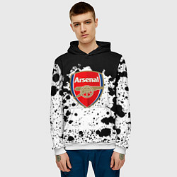 Толстовка-худи мужская Арсенал черно белые краски, цвет: 3D-белый — фото 2