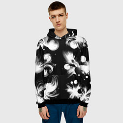 Толстовка-худи мужская Чёрно-белый абстрактный паттерн, цвет: 3D-черный — фото 2