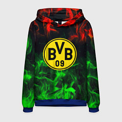 Толстовка-худи мужская Borussia красно зеленый огонь, цвет: 3D-синий
