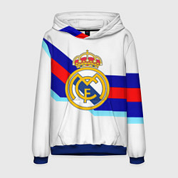 Толстовка-худи мужская Real Madrid текстура полосы, цвет: 3D-синий