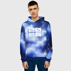 Толстовка-худи мужская 2026 сине-голубая дымка, цвет: 3D-синий — фото 2