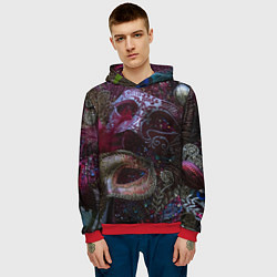 Толстовка-худи мужская Театральные маски, цвет: 3D-красный — фото 2