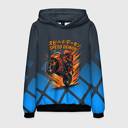Толстовка-худи мужская Speed demon байкер, цвет: 3D-черный
