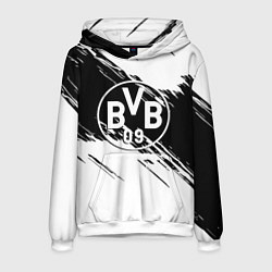 Толстовка-худи мужская Borussia черно белые полосы, цвет: 3D-белый